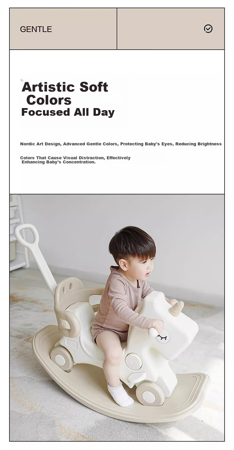 BEIESTATE Unicorn Children's Rocking Horse Wooden Horse Toy Multifunctional Rocker Baby First Birthday Gift - Beimofen 7 15