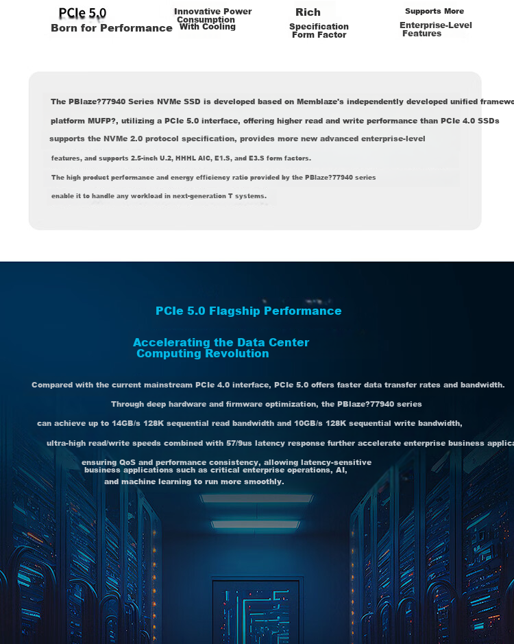 Memblaze Yiheng Chuangyuan Little Dolphin Data Center Enterprise SSD 7.68TB PCIe 5.0 U.2 Read-Intensive P7940DT0768Y00 2