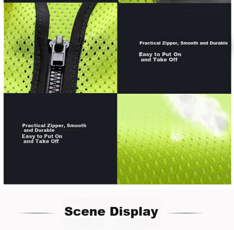 Laurie Reflective Safety Vest High-Visibility Workwear for Sanitation Construction Emergency Traffic Warning Uniform Customizable with Printing, Multi-Pocket Fluorescent Green, One Size 14