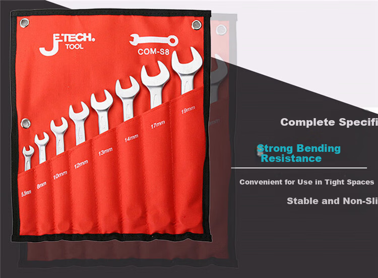 JETECH Dual-Use Wrench Set, Combination Open-End and Box Wrenches, 8-Piece Household Mechanical Repair Tool Set COM-S8 5