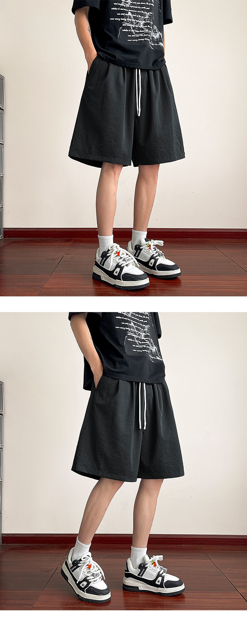 MON-LIST Men's Summer Simple Loose Vintage Quick-Dry Sports Straight Casual Shorts MLDK09 White 3XL 25