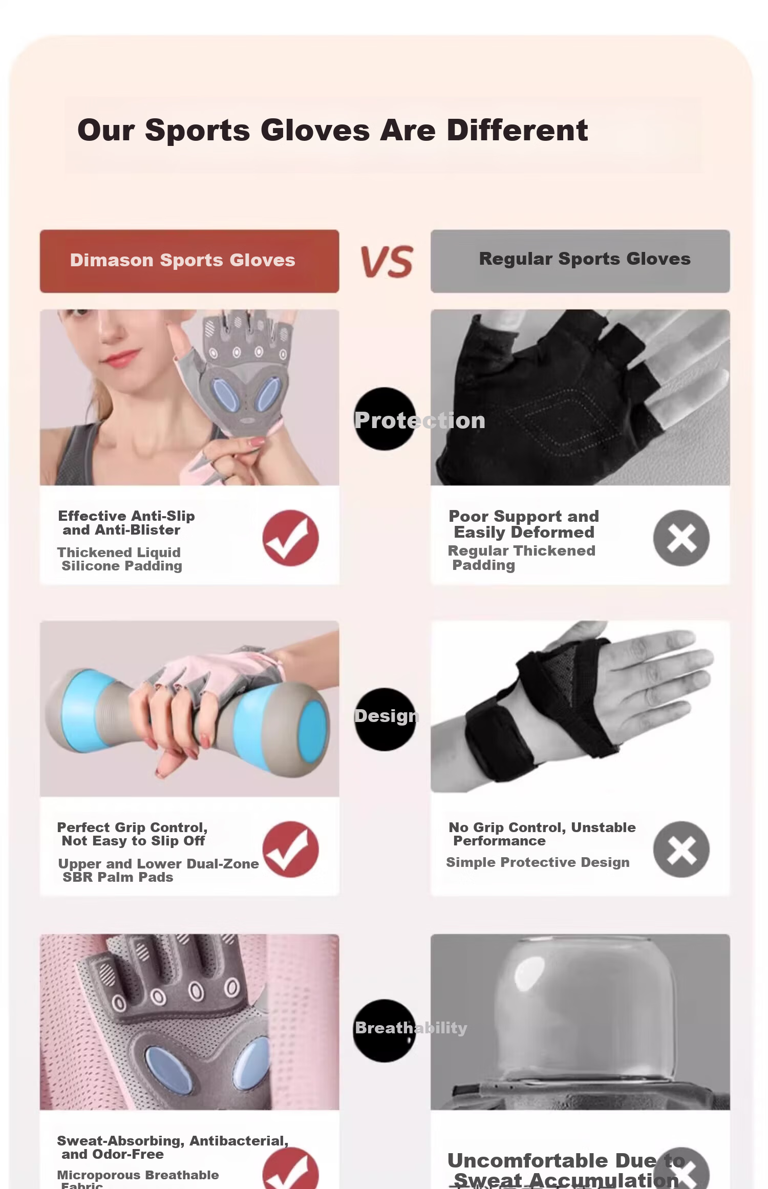 Chegui Mu Women's Cycling Fitness Gloves Sports Non-Slip Half Finger Gloves for Pull-Up, Rock Climbing, Outdoor Sports, and Biking 3