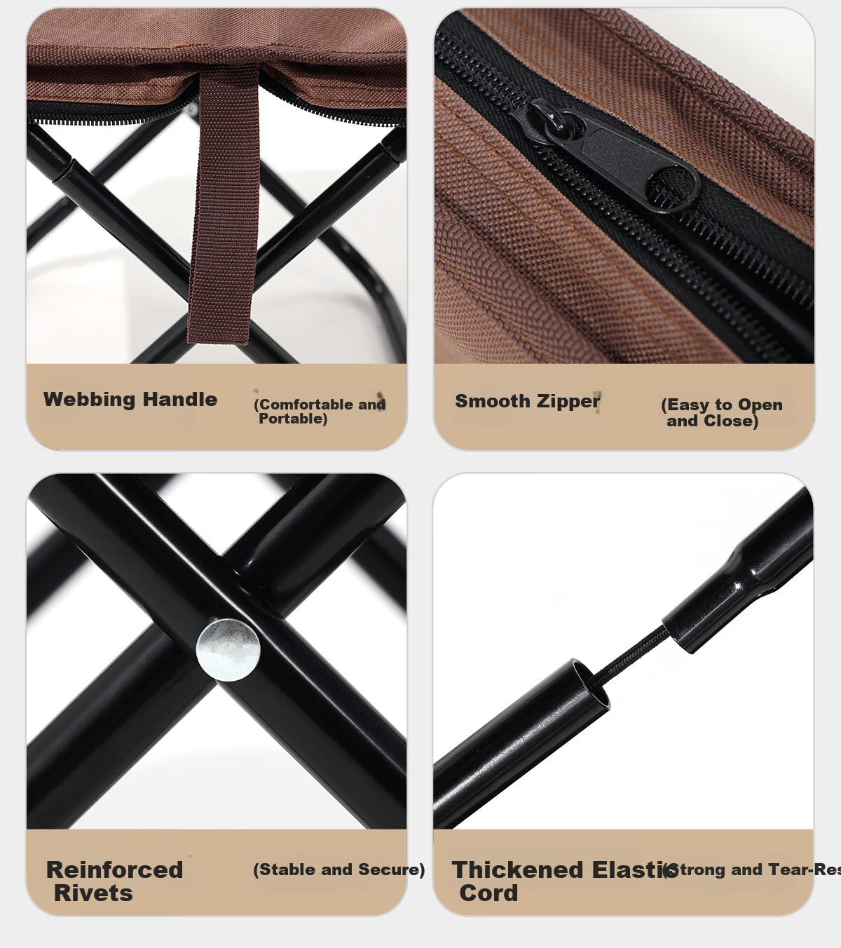 CAMEL Two-Pack Folding Stool Outdoor Folding Chair Portable Travel High-Speed Rail Stool Mini Folding Stool D013 Brown 11