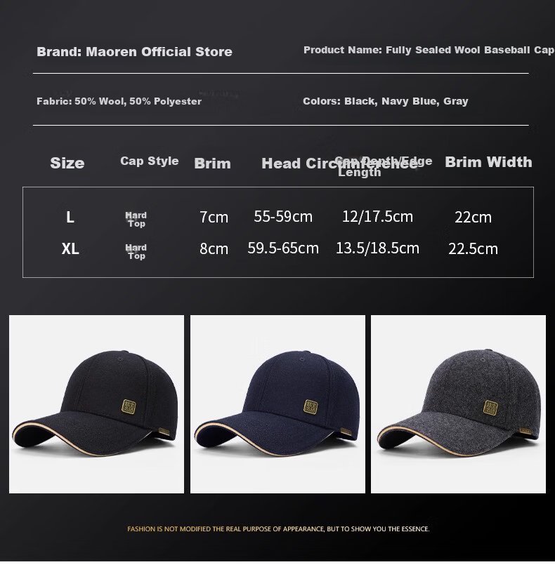 Miiow Men's Wool Warm Autumn Spring Baseball Cap Gray 12