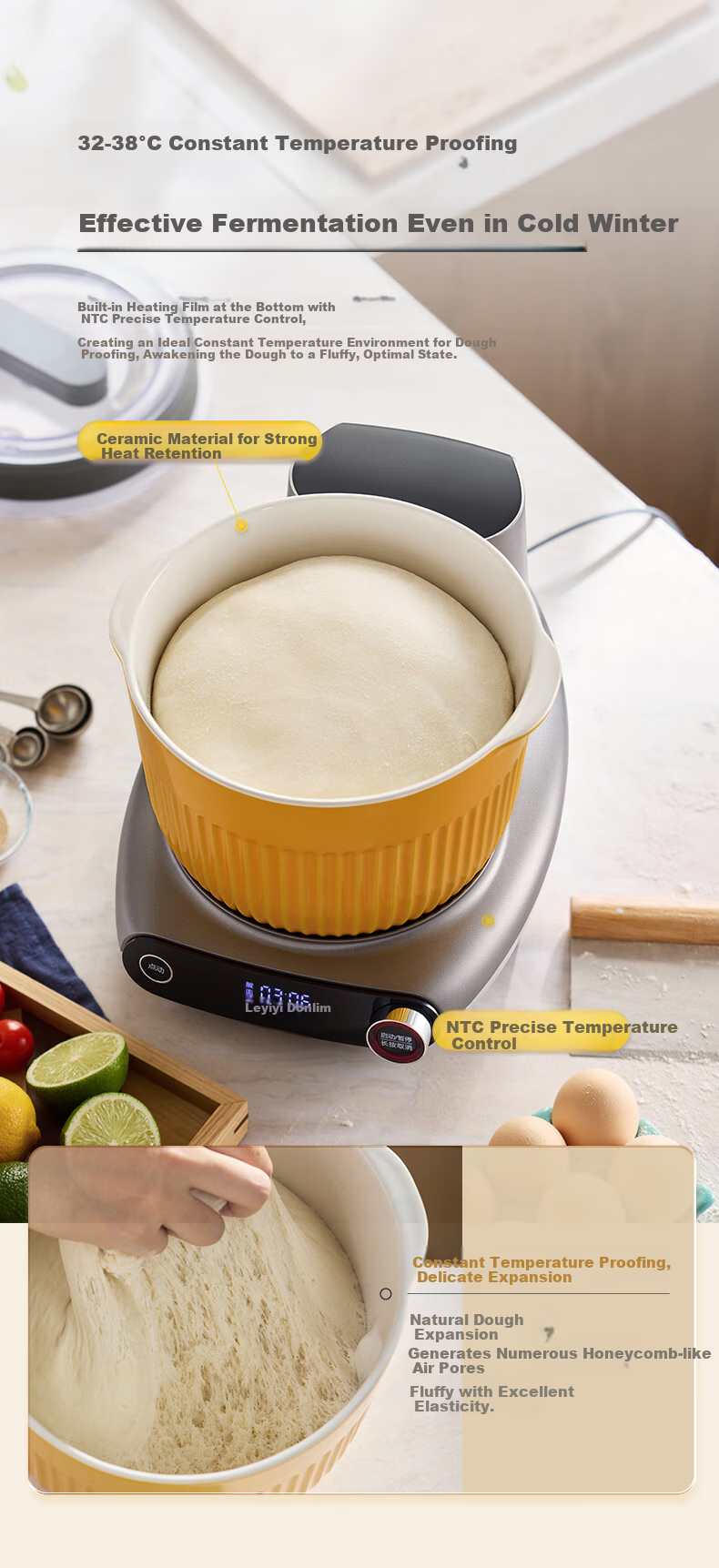 Donlim Multifunctional Kitchen Machine Glass Model Home Dough Maker Fully Automatic Dough Kneading and Meat Grinding Machine Kneading Stuffing Fermentation Beating DL-1350 12
