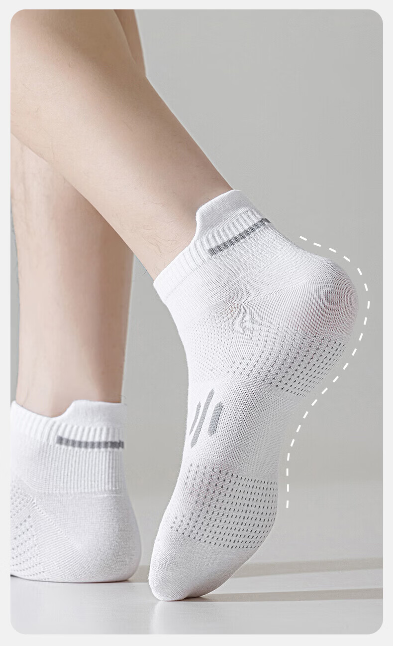 Cotton Xiaonian Men's Short Socks Spring Summer 100% Pure Cotton 10A Antibacterial Odor-Resistant Mesh Breathable Ankle Socks with Heel Tab 6 Pairs 13