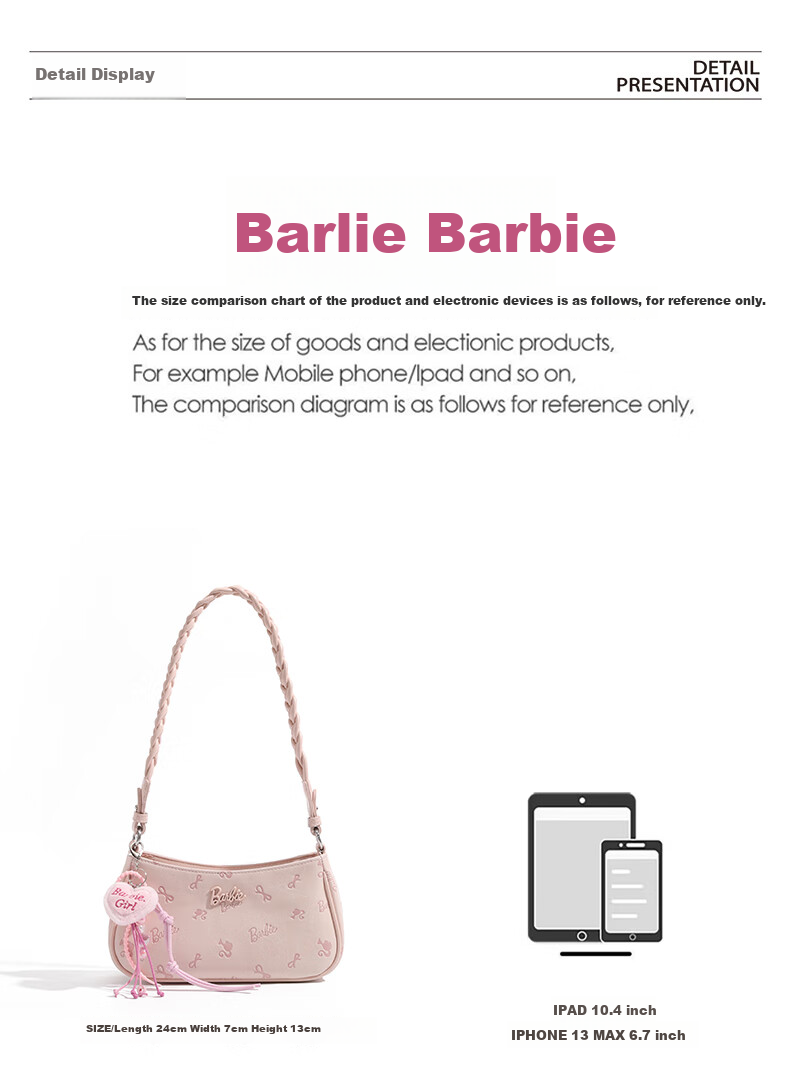Barbie Women's Underarm Bag High-End Niche Crescent Shoulder Bag 2026 New Bestie Birthday Valentine's Gift 3