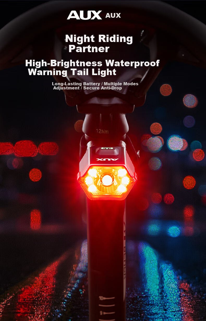 AUX Bicycle Light Mountain Road Bike Tail Light Multi-Mode Adjustable Rechargeable Night Riding Accessory 1