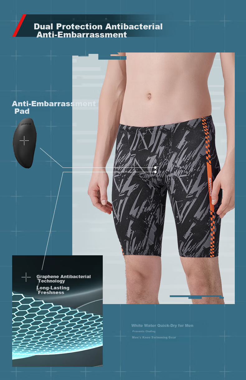 SWANS Men's Professional Sun Protection Quick-Dry Swim Shorts, 5-Point Length, Black Gray, XL 4