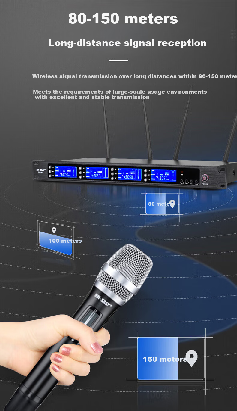 SAST Professional Wireless Microphone for Stage Performance, Meetings, Lectures, Live Streaming, KTV Singing, Anti-Interference UHF FM Microphone OK-104 Professional [Four Goose Neck] 5