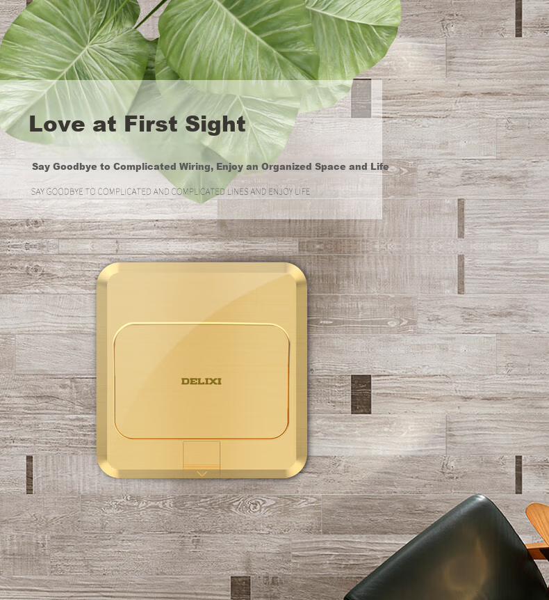DELIXI Silver Five-Hole Copper Ground Floor Socket with Flip Waterproof Cover and Concealed Box DCT-F120/FYZS 10