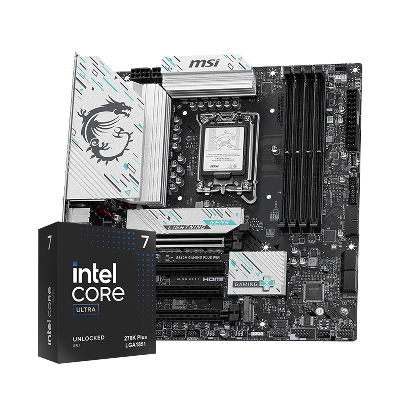 MSI B860M GAMING PLUS WiFi6E DDR5 Motherboard + Intel Core Ultra7 270K Plus CPU Combo