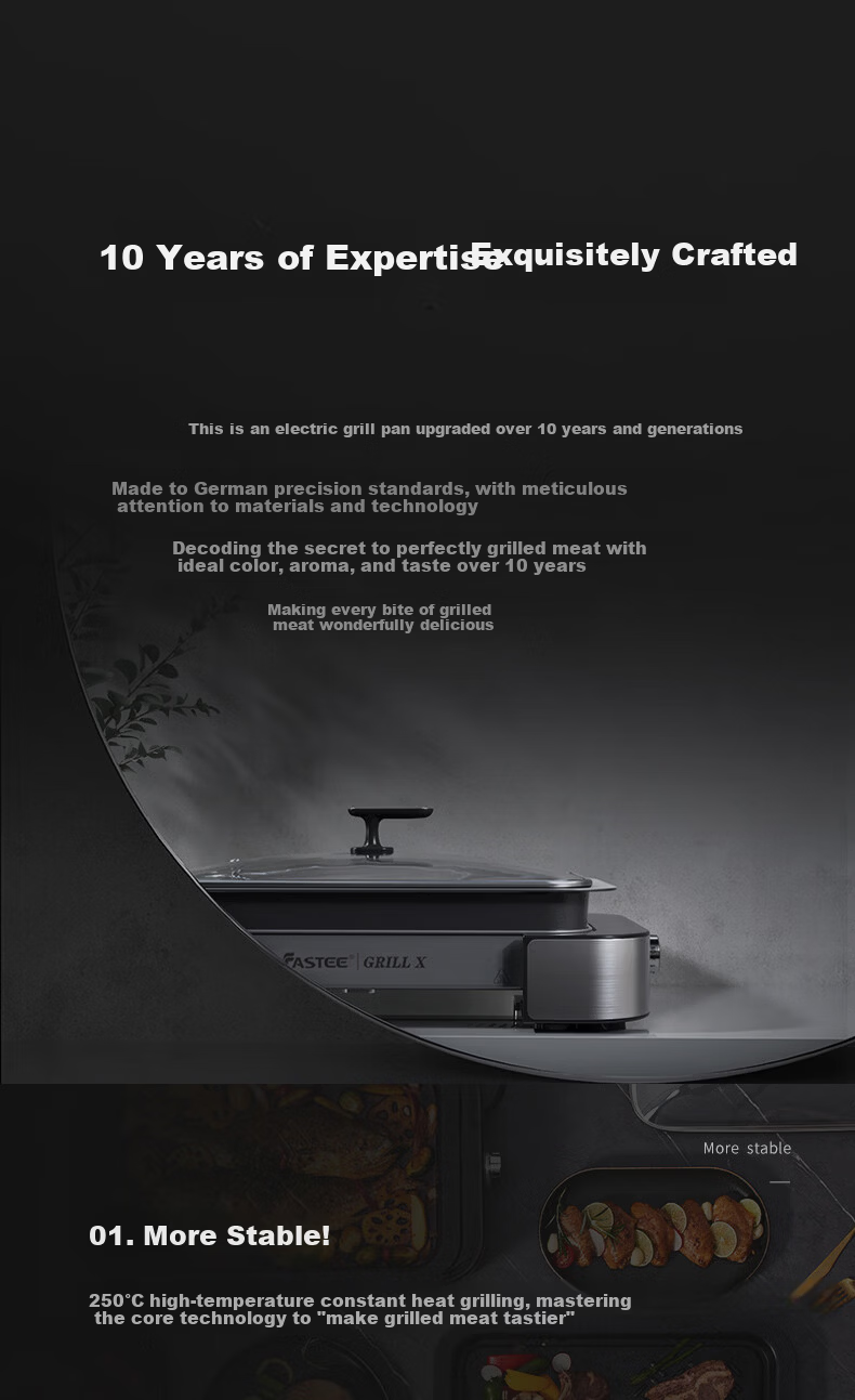 Fastee Electric BBQ Grill Pan Smokeless Home Electric Grill Non-stick Steak Pan Outdoor Fish Grill FST-53A 5