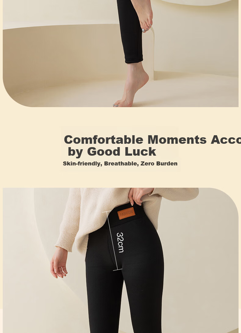 LangSha Women's Fleece-Lined Thickened High-Waist Thermal Leggings with Lamb Wool, Warm Cotton Pants for Outdoor Winter Wear 9