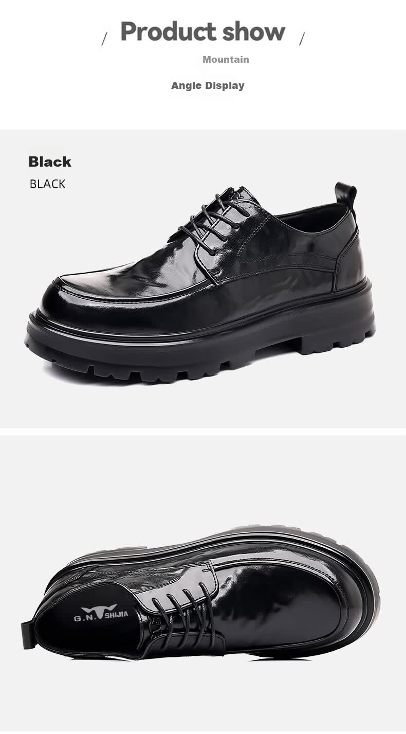 Bull Family [Zhang Ruoyun Edition] Men's Spring Autumn New Casual Versatile Business Formal Leather Shoes Thick Sole Derby Shoes 9