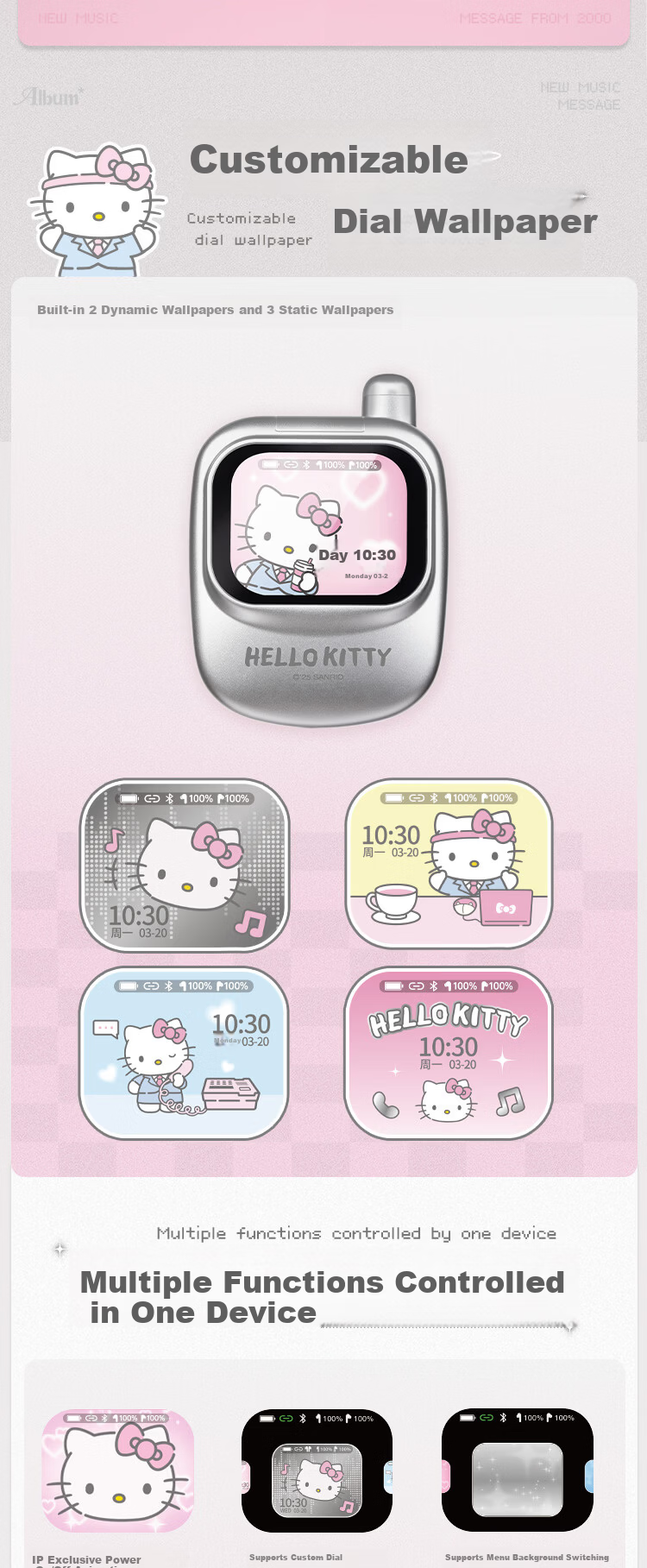MARtube Hello Kitty Touchscreen Bluetooth In-Ear Earphones Cute High-Value Sanrio Kitty 2026 Latest Gift for Girls Birthday Graduation Children's Day 3