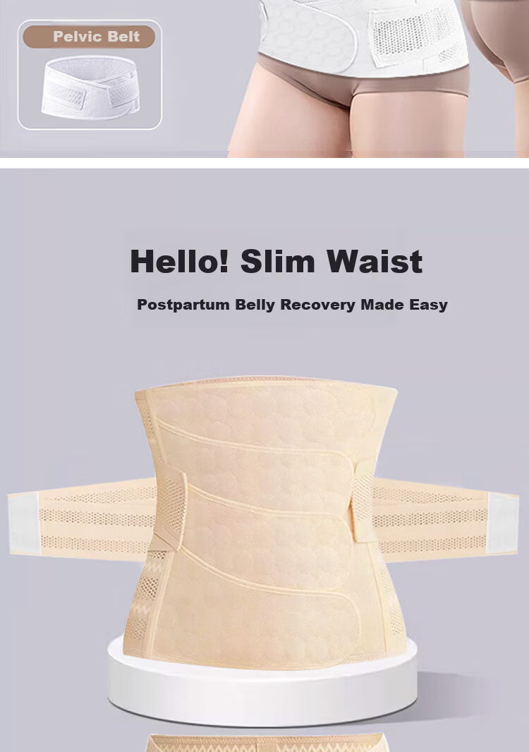 GRACEWELL Postpartum Abdominal Binder and Pelvic Belt 2-Piece Set Breathable Mesh Waist Shaper for Natural and C-Section Recovery 4