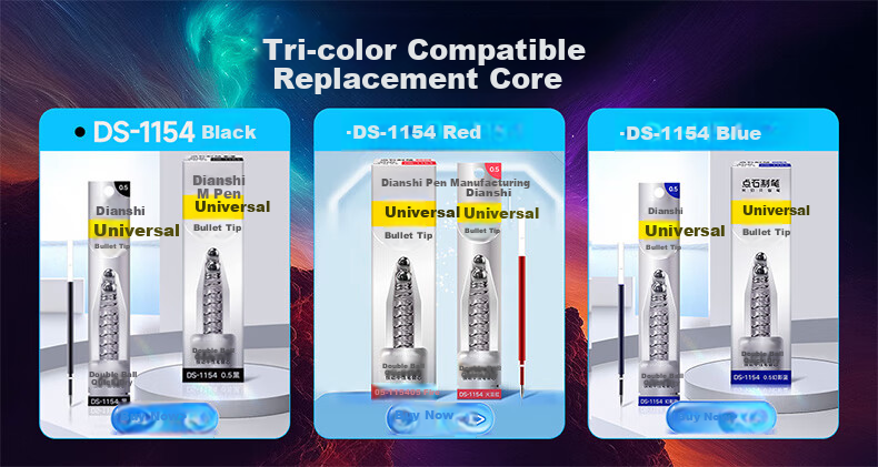 Dianshi Pen Cruise Time Capsule Tri-Color 0.5mm Retractable Dual-Ball Quick-Dry Gel Pen Black Blue Red Multifunctional Student Office Supplies 6254 [1 Pen 3 Refills] White Blue Barrel 3
