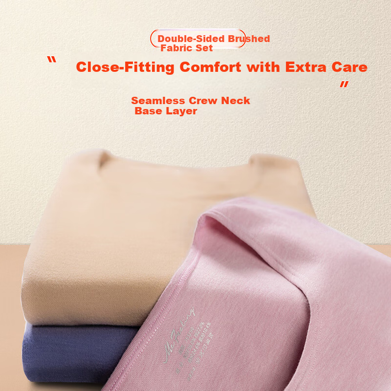 Me feeling Men's Thermal Underwear Set Plus Size Middle-aged and Elderly Fleece-lined Thickened Acrylic Heating Autumn Winter New Plush Base Shirt