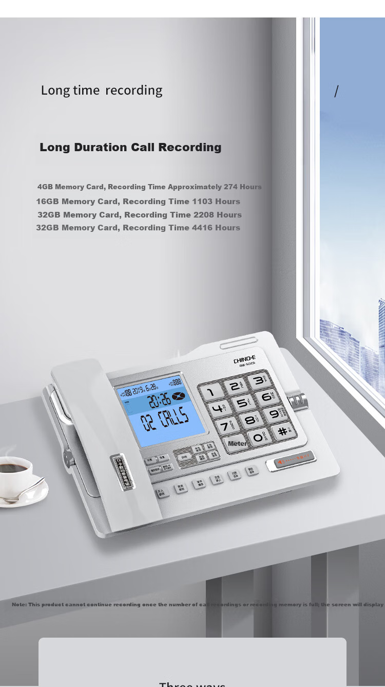 Zhongnuo Recording Landline Phone Smart Automatic Recording 1100 Hours Dual Mode Export Voicemail Hotel Fixed Phone Encrypted G025 Upgrade Version 16GB Card 5