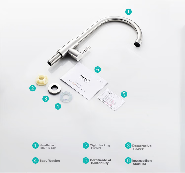 MEJUE Kitchen Single Cold Water Faucet 304 Stainless Steel Sink Faucet Vegetable Washing Basin Faucet Z-1608 9