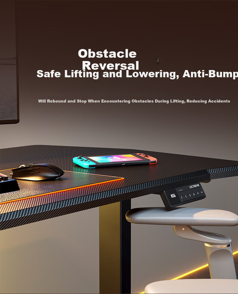 Loctek Black Warrior PRO Dual Motor Solid Wood Electric Adjustable Gaming Desk 1.4m Rubberwood 17