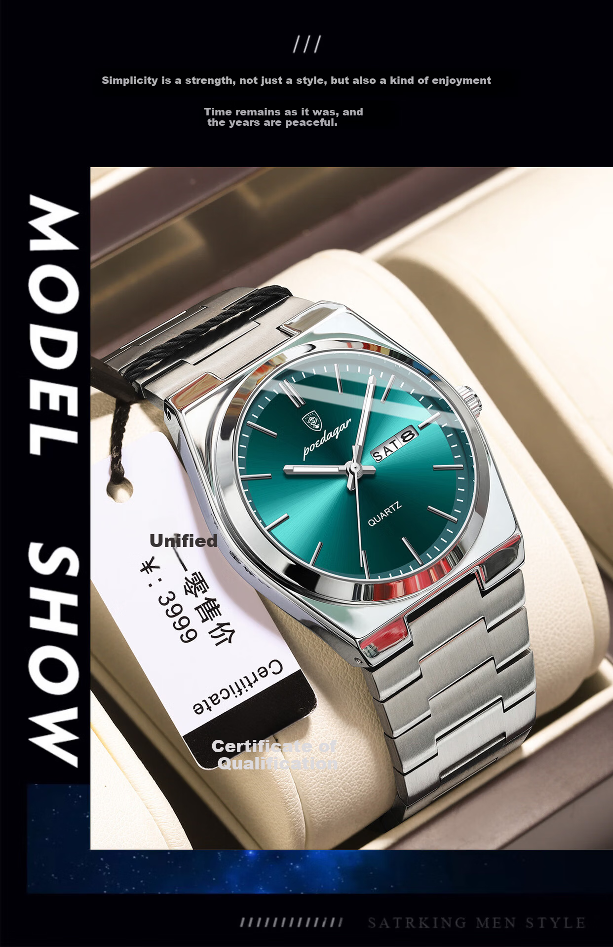 GEORGCOUNT Swiss Business Men's Watch 2025 New Waterproof Luminous Quartz Automatic Steel Band 12