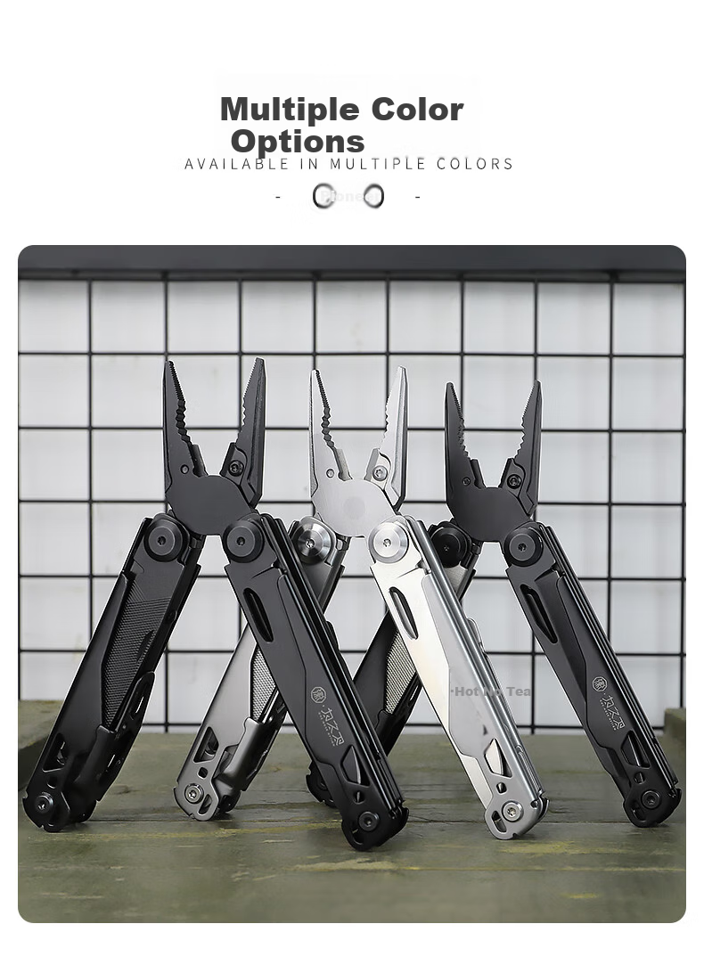WeiZhiWei KaiTuo Silver Outdoor Home Multifunctional Folding Knife Emergency Rescue Pliers Portable Swiss Army Knife 17
