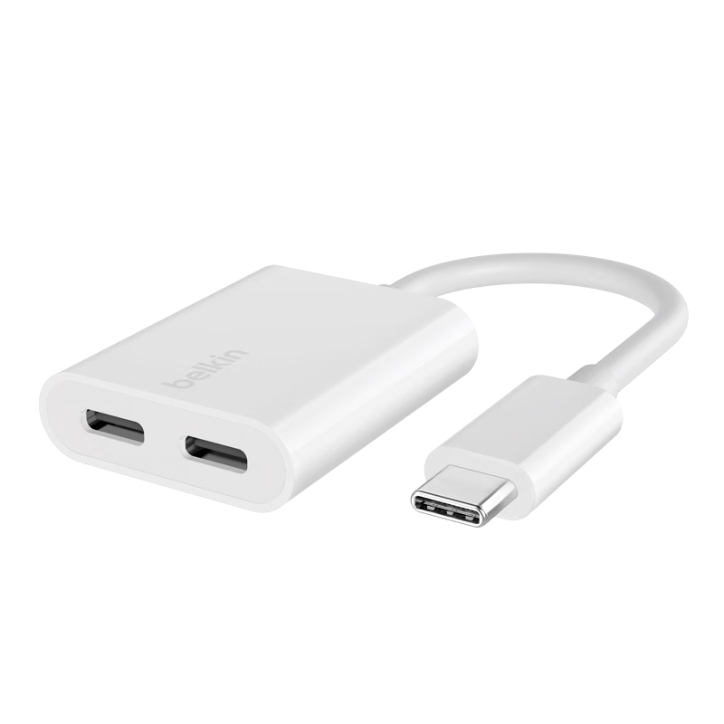BELKIN USB-C Adapter Splitter for Phone/iPad, Wired Earphone Set, Charging and Gaming, Compatible with Delta/King of Glory