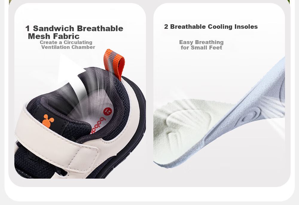 BOBDOG Toddler Baby First Walking Shoes 26 Spring New Boys Girls Soft Sole Non-Slip Functional Shoes Milk White/Black/Orange Size 24 17