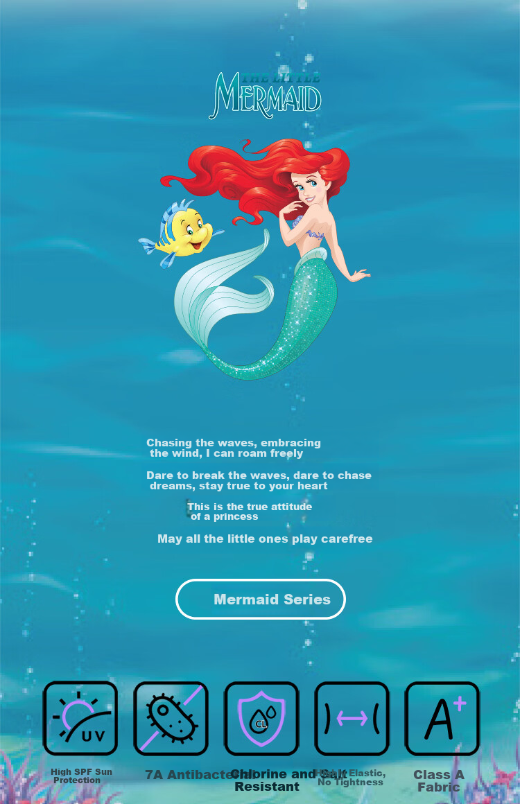 Disney Kids Girls One-Piece Professional Training Swimsuit D36673S2F Green Mermaid Princess Size 160 2
