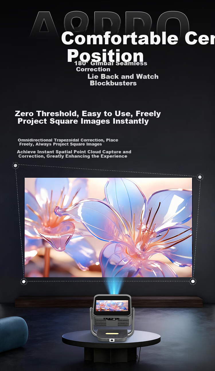 Dongying New A8Pro 10-inch Dual-Screen Touch True 1080P Cloud Gimbal Auto Focus Correction 4K Giant Screen Home Smart HD Projector Home Theater 6