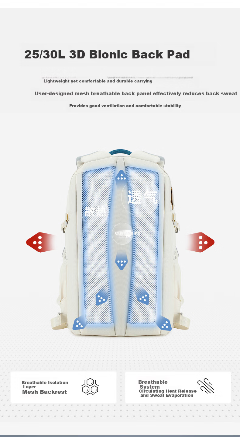 Reebok Large Capacity Hiking Backpack Women Lightweight Sports Outdoor Travel Laptop School Bag Men Caramel 40L 4
