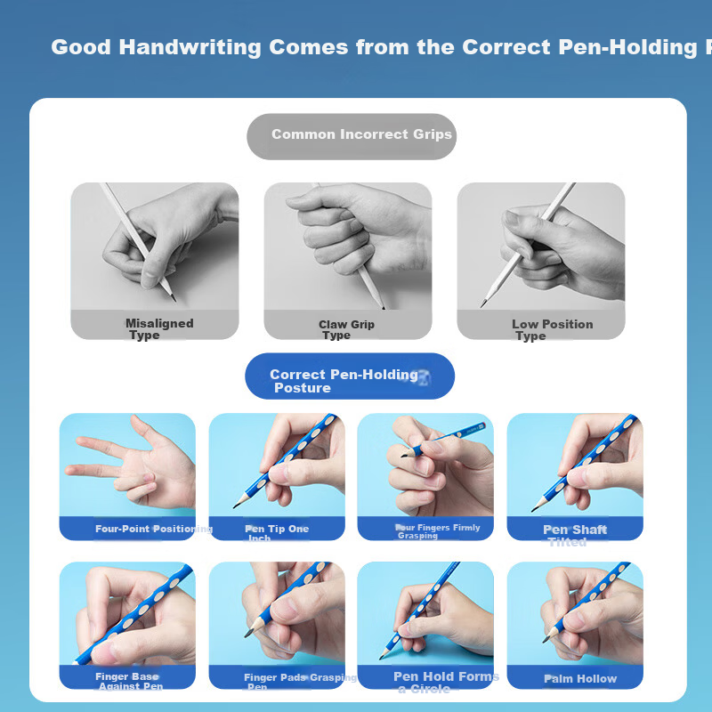JD Jingzao 2B Posture Correction Hole Pencil 12-Pack Children's Student Handwriting Practice Back-to-School Stationery Drawing Exam Triangular Grip Pencil