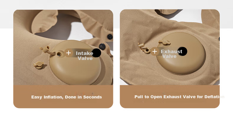 MOBIGARDEN Inflatable U-Shaped Neck Pillow for Outdoor Travel, Airplane, High-Speed Rail NX22663028 Warm Sand Color 5