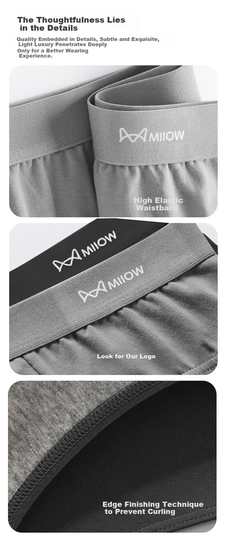 MiiOW Men's Cotton Briefs Comfortable Breathable Antibacterial Loose Large Size Sports Underwear 10