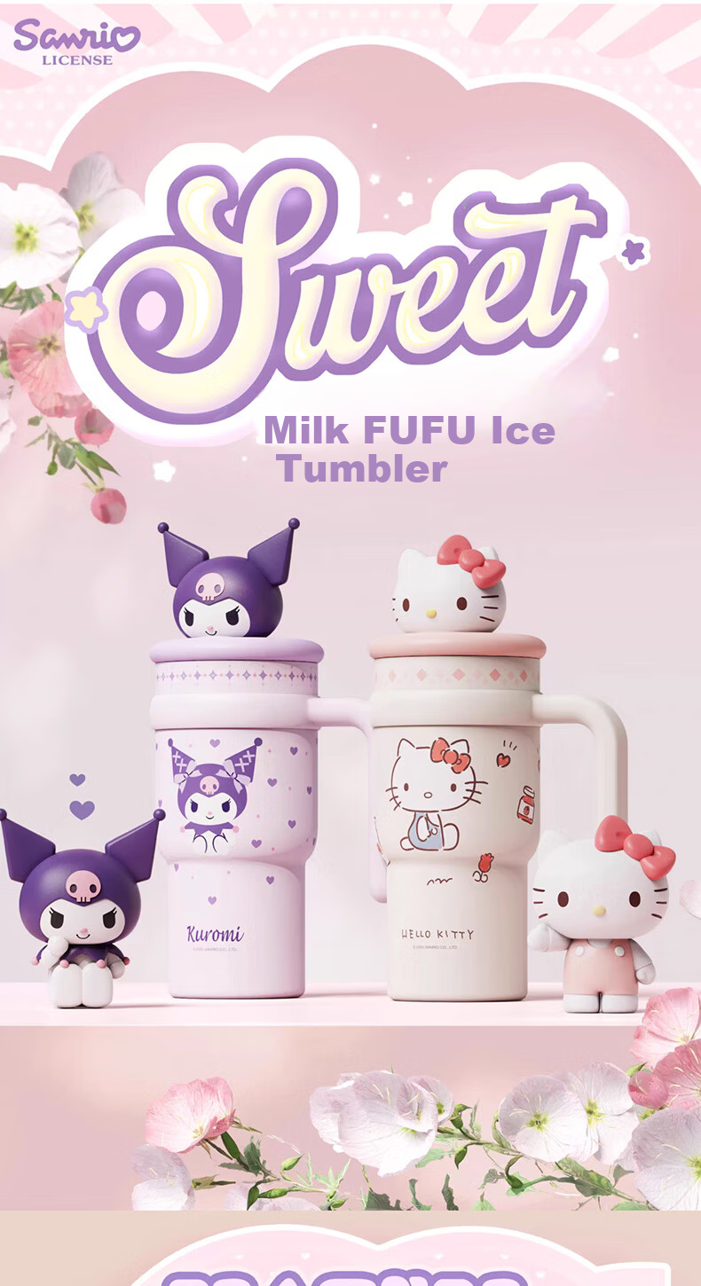 MINISO Sanrio Hello Kitty Insulated Tumbler with Plush Doll, Large Capacity 700ml Travel Mug for Home and Office 2