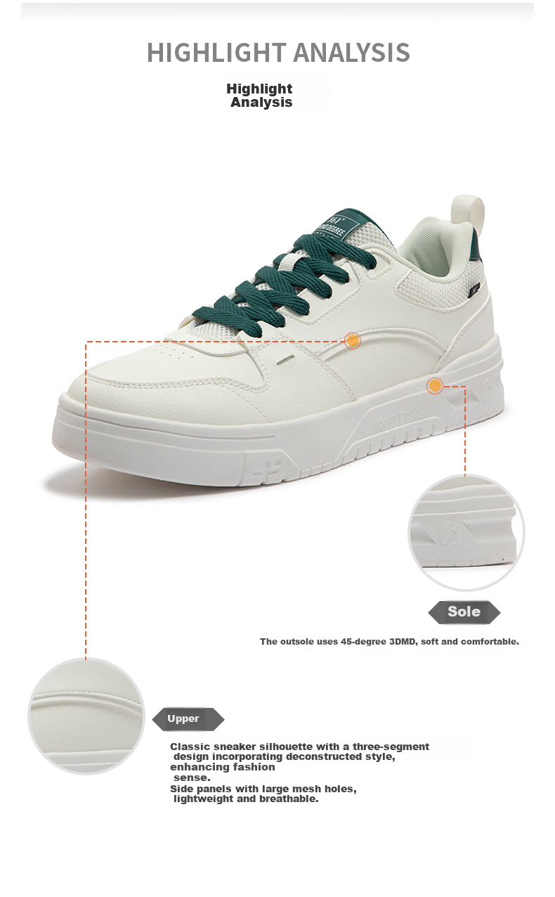 361° Men's Sports Shoes Spring Summer New Retro Leather Basic White Casual Sneakers 672616619-5 81
