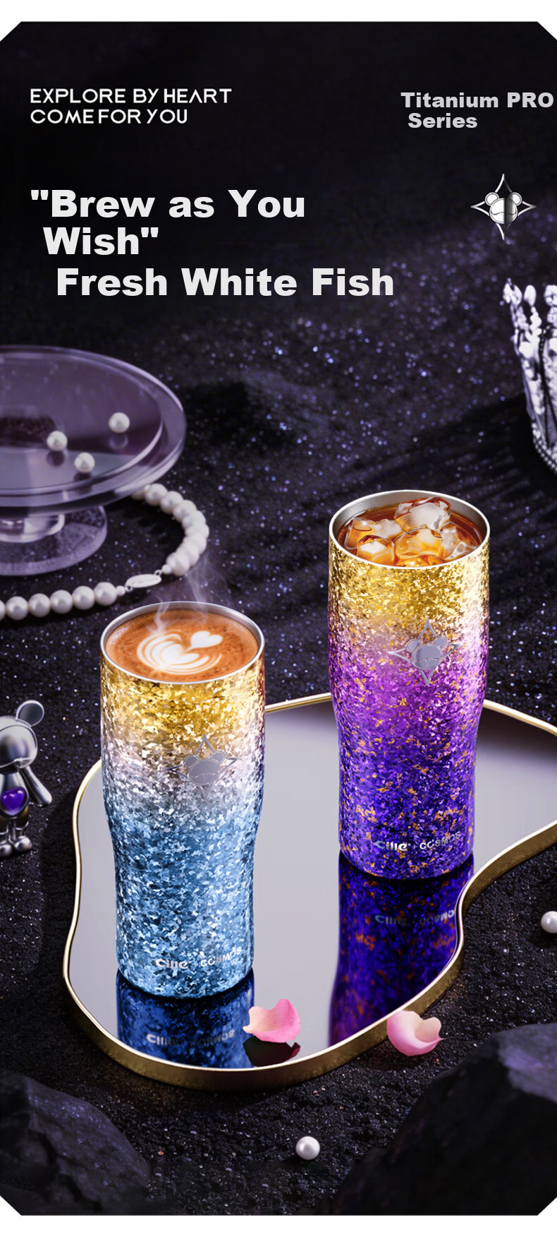 Cille Pure Titanium Insulated Tumbler for Women High-Value Ice Cup Coffee Cup Portable Straw Water Bottle Birthday Gift for Girlfriend 5