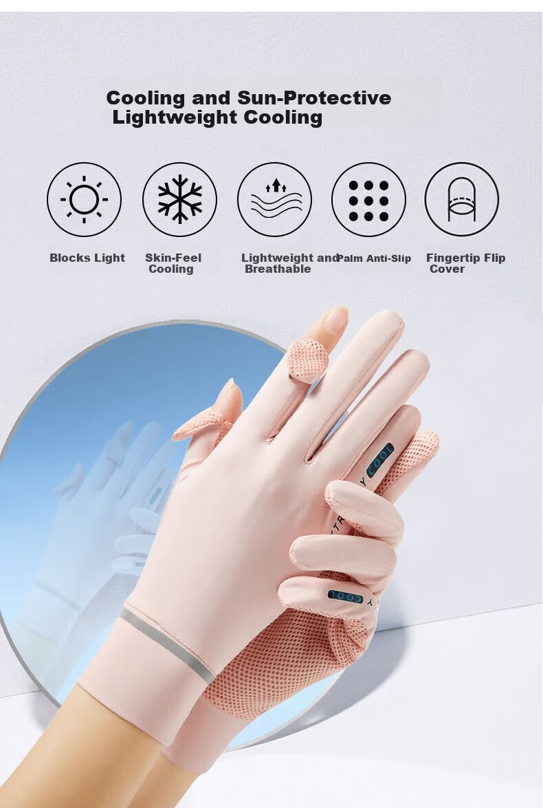 Cheguimu Sun Protection Gloves for Women, Summer Lightweight Outdoor UV-Resistant Arm Sleeves, Long Ice Silk Cycling Gloves 3