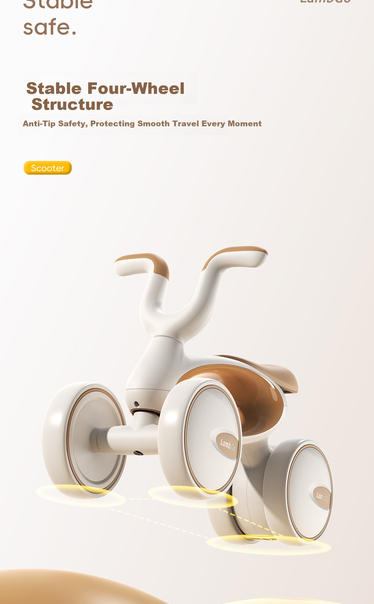 Little Lamb Ride-On Toddler Rocking Horse and Walker 2-in-1 Baby Wooden Horse Birthday Gift Y68 Warm Coffee Color 10