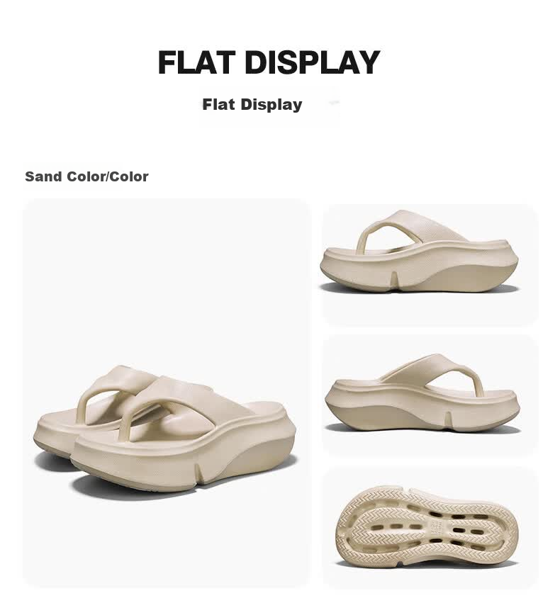 JEEP Women's New Herringbone Flip Flops Outdoor Casual Thick Sole Height Increasing 7cm Black Size 37-38 24