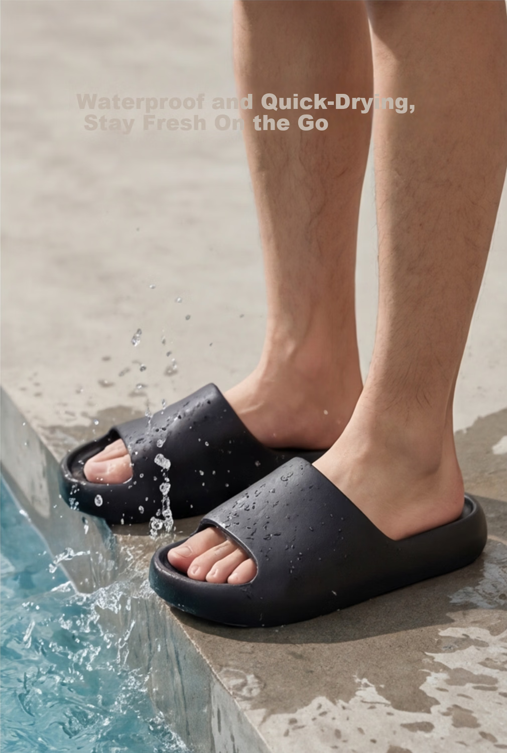 Biggator Plus Size Men's Non-Slip EVA Home Slippers 5051 Extra Large Thick Sole Summer Black 44-45 11