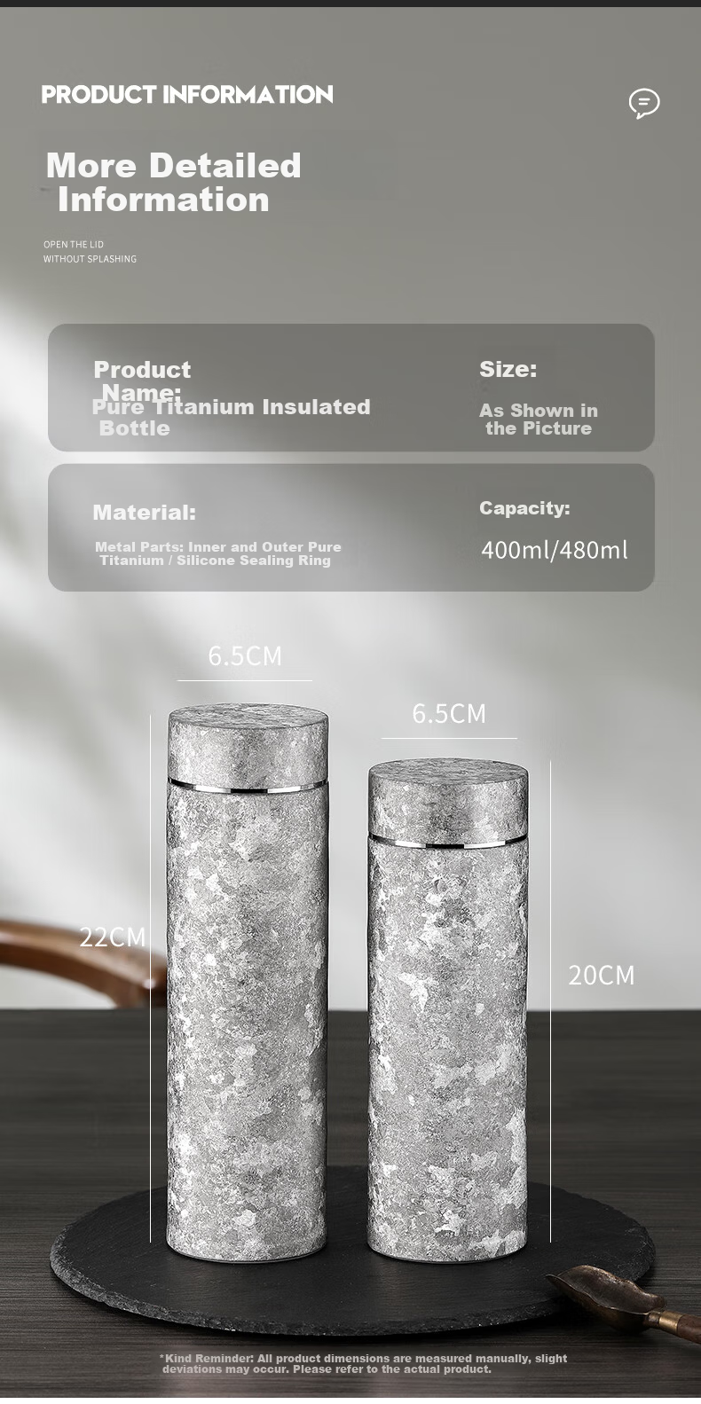 IMOGY Pure Titanium Insulated Double-Layer Tea Separation Cup High-Value Business Portable Car Water Bottle 11