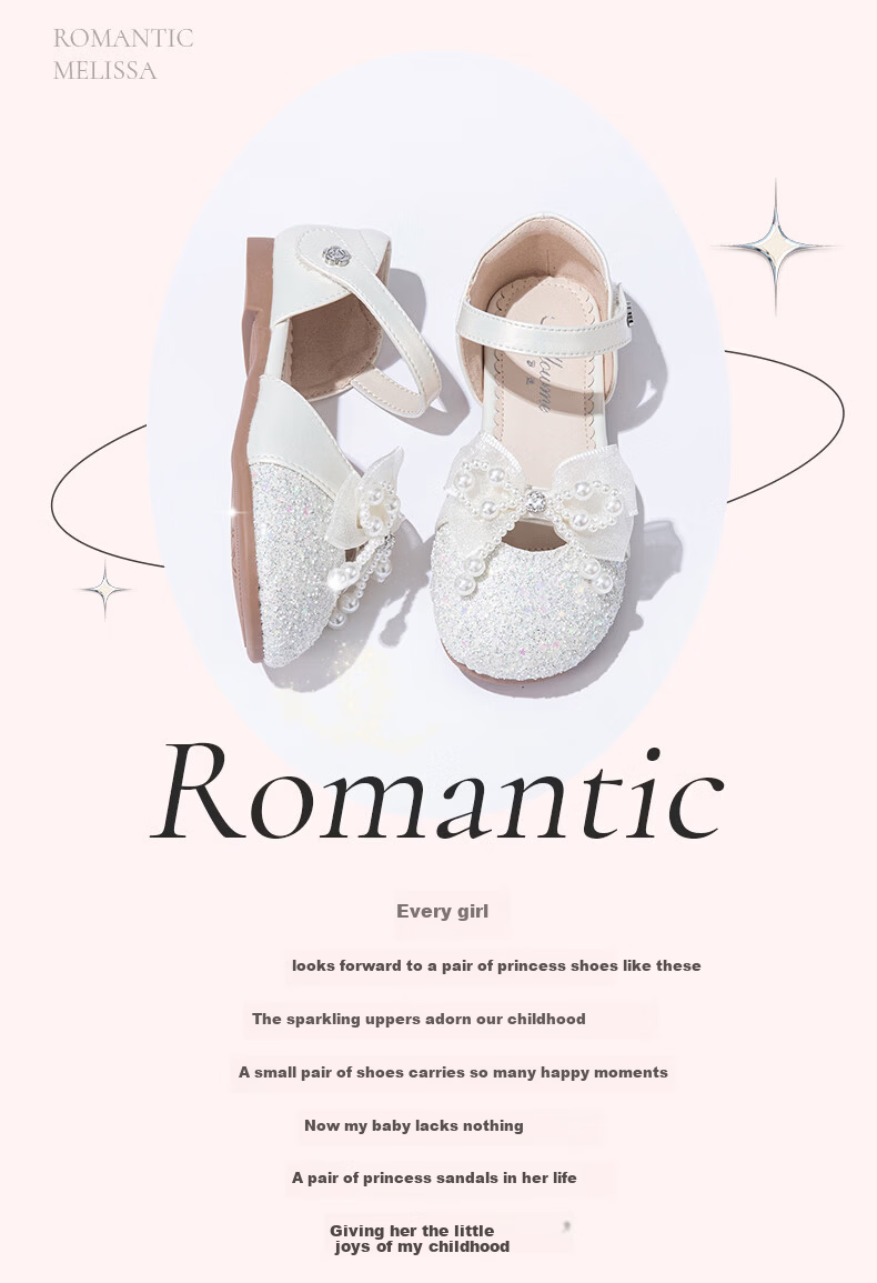 Fulomi Girls' Half Sandals 26 Summer Sweet Crystal Princess Leather Shoes Soft Sole Breathable Single Shoes Silver 26 2