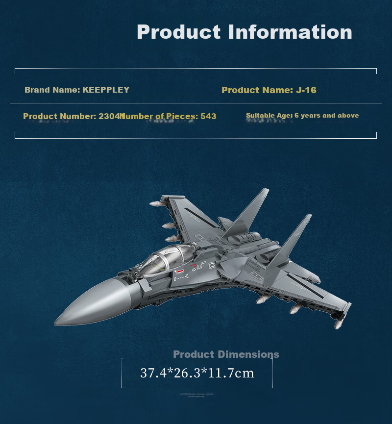 Keeppley Building Blocks J-16 Fighter Jet Military Toy Model Birthday Gift for Boys 13