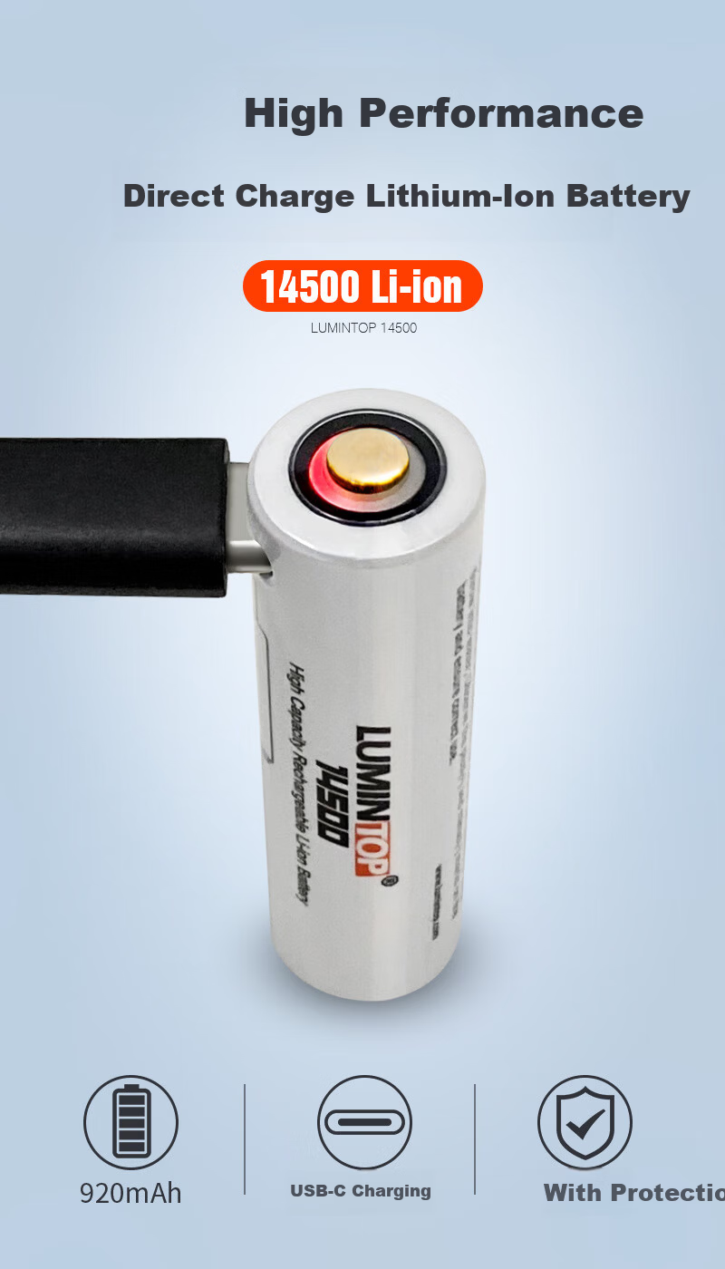 LUMINTOP Lithium Battery 14500/21700 Power Battery TYPE-C Rechargeable Battery 3.7V Flashlight Accessory 1