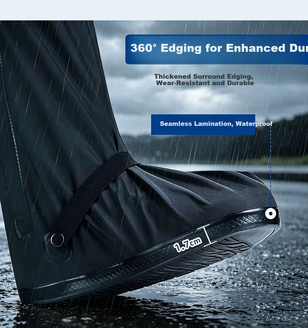 Andatong Waterproof Sandproof Rain Shoe Covers Outdoor Snowproof Non-slip Wear-resistant Adult Mid-High Boot Covers Size L 40-42 3