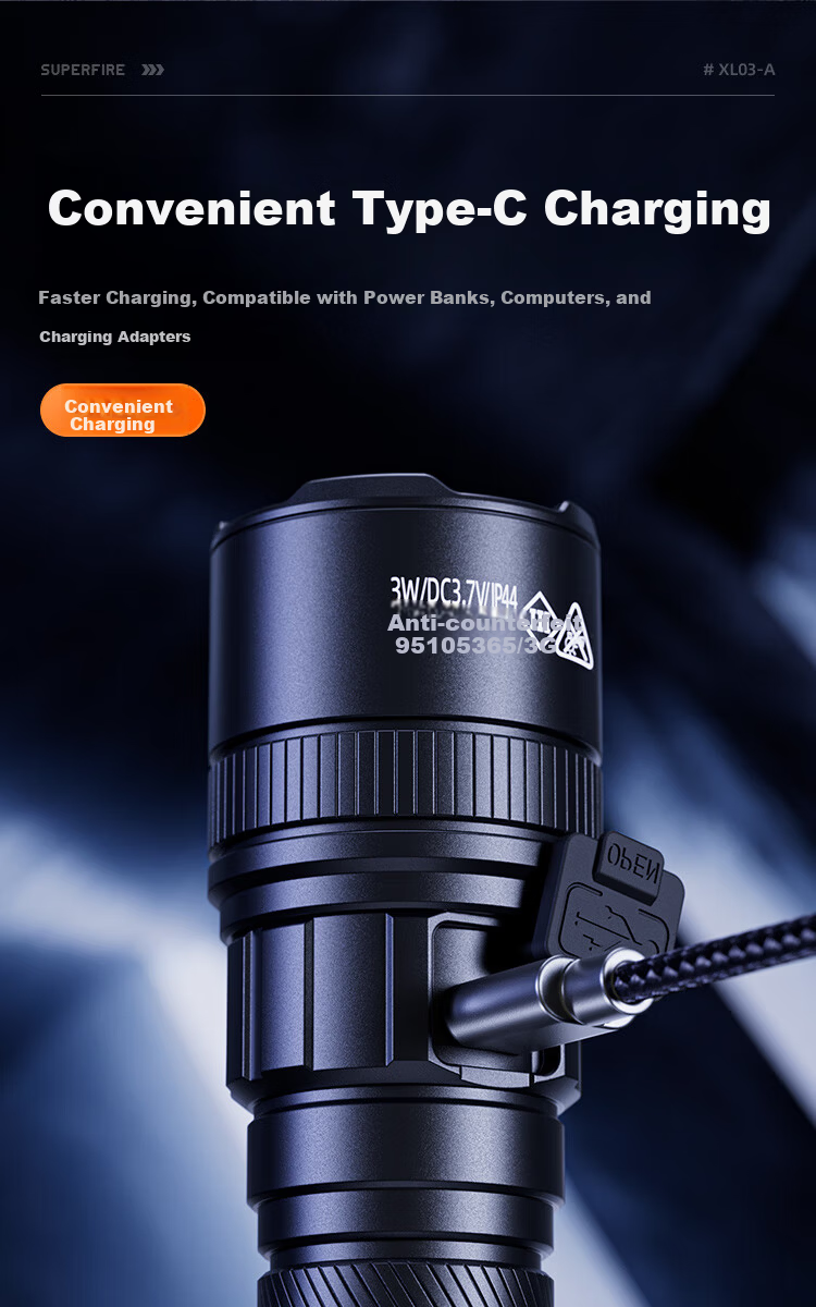 SupFire M22 High-Power Zoomable Flashlight Ultra-Bright Long-Range Military Outdoor Extended Battery Life Home Lighting 200000 Lumens 8