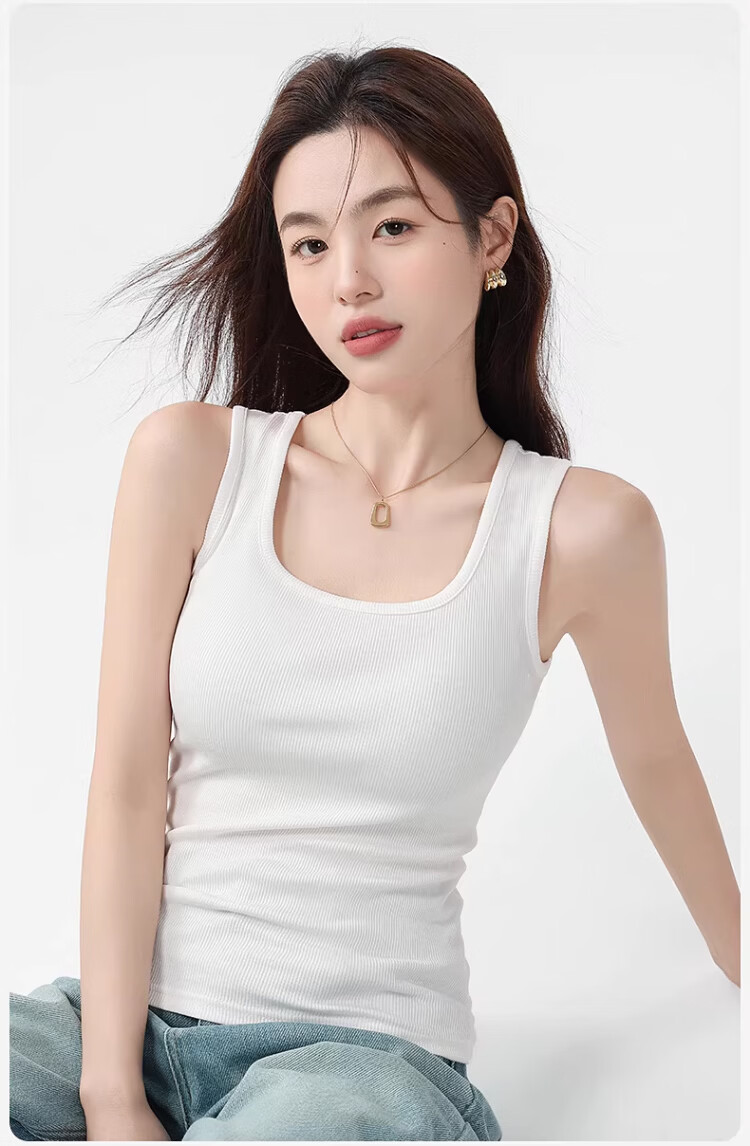 Langsha Pure Cotton Women's Camisole Vest Spring Summer Inner Wear Anti-Exposure Side Coverage Slim Fit Sleeveless Top 14